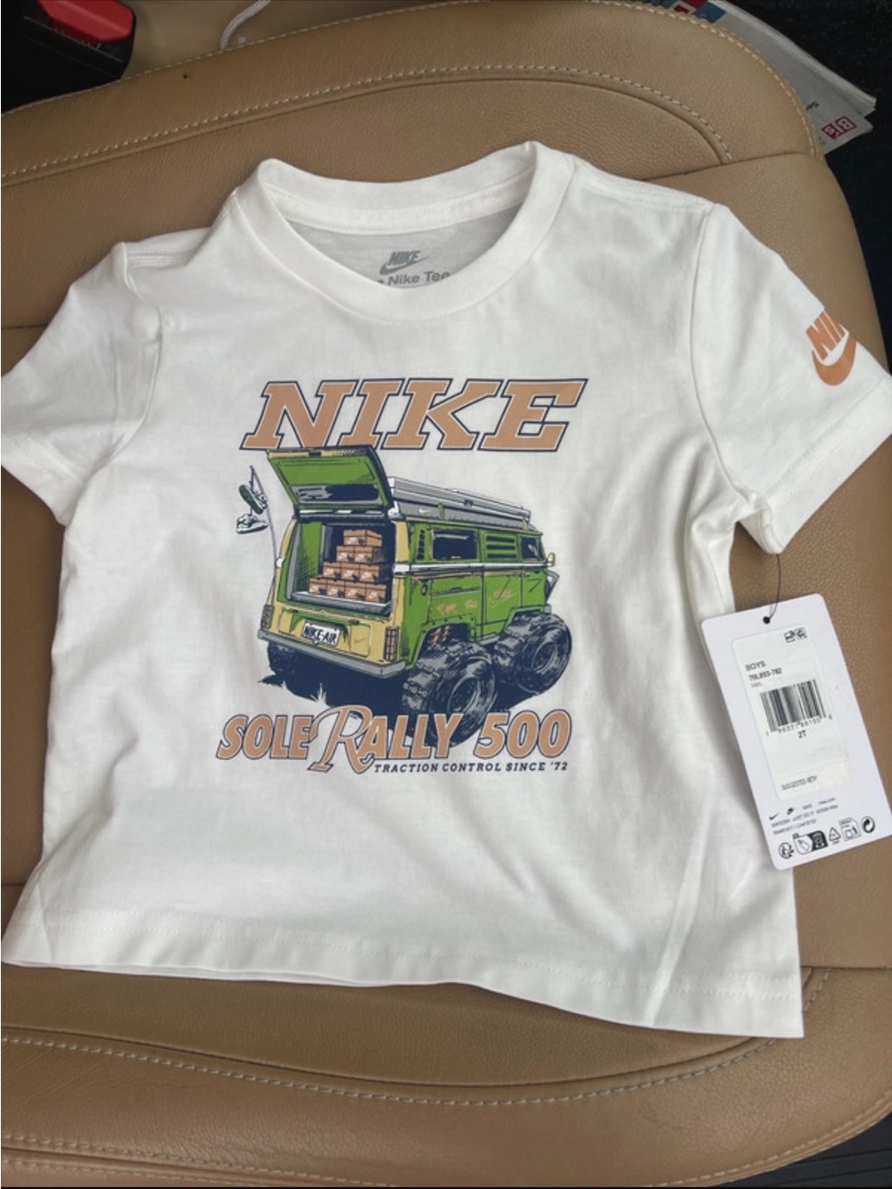 Nike White Tee with Green Rally Van Graphic